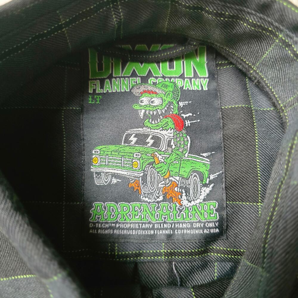 ADRENALINE DIXXON FLANNEL CO  Mens LT Black Gray Lime Green SOLD OUT - Picture 3 of 6